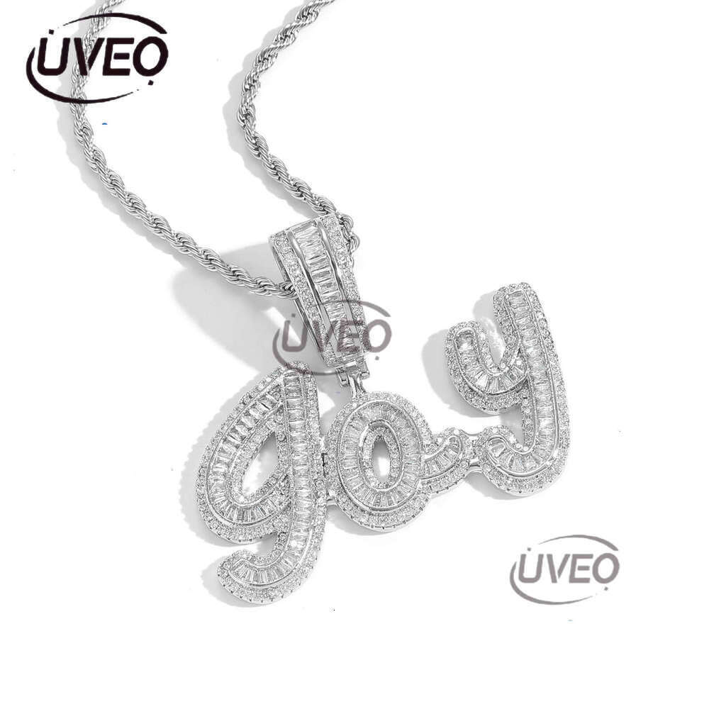 Luxury designer hip hop patchwork pendant Ice out VVS Moissanite ladder square Letter Men Women Hip hop necklace pendant
