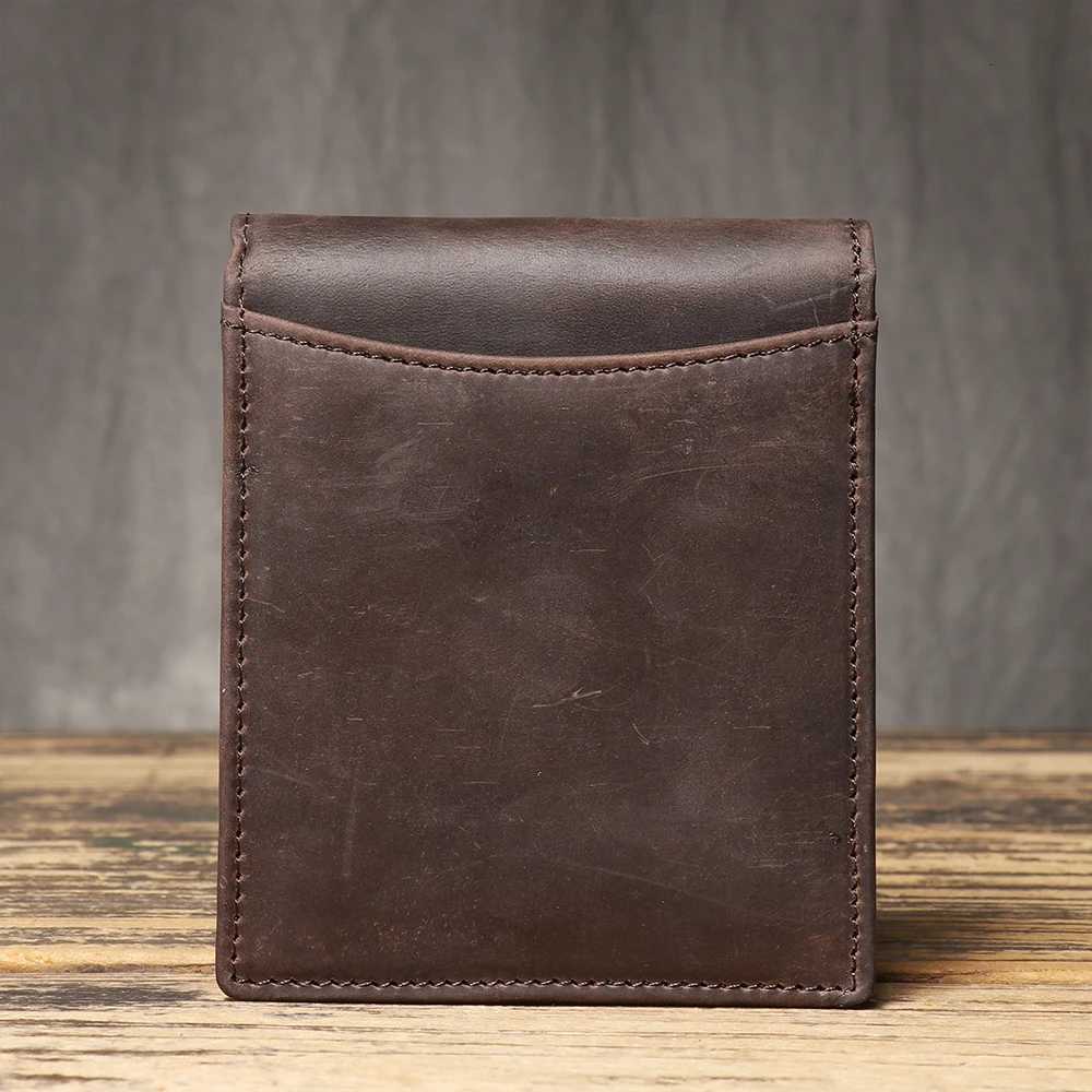 ROOG Premium Mens Genuine Leather Short Wallet - Crazy Horse Style with Multi Card Slots Money Clip Coin PurseT251119