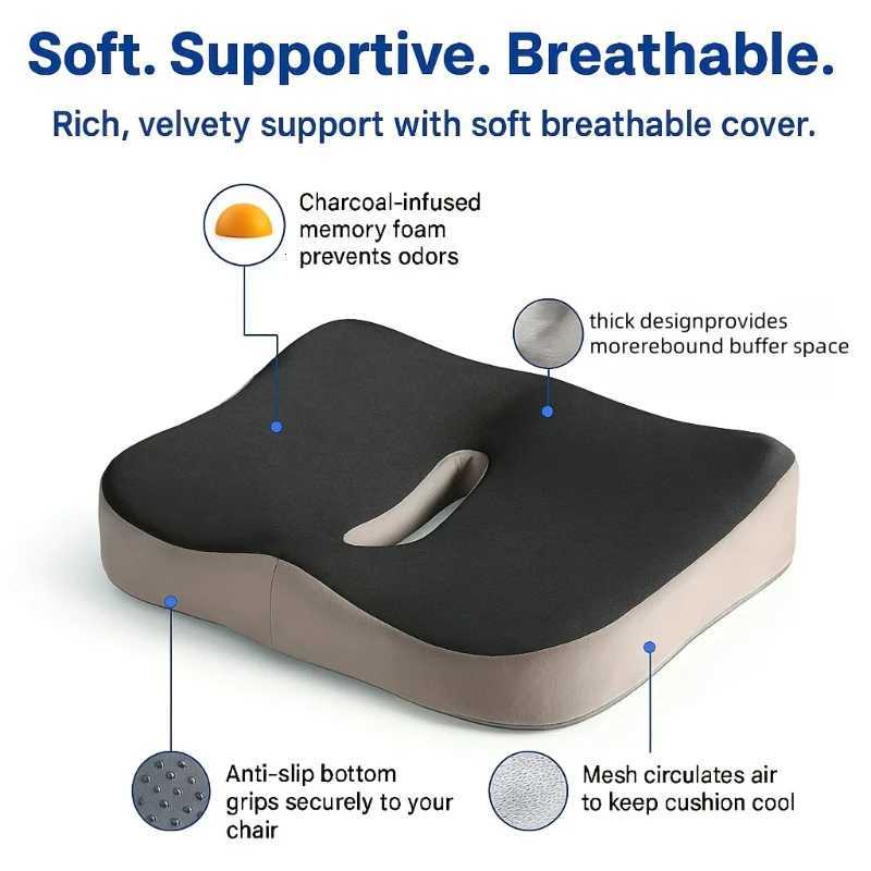 Memory foam seat cushion with a central groove ergonomic pressure padM251119