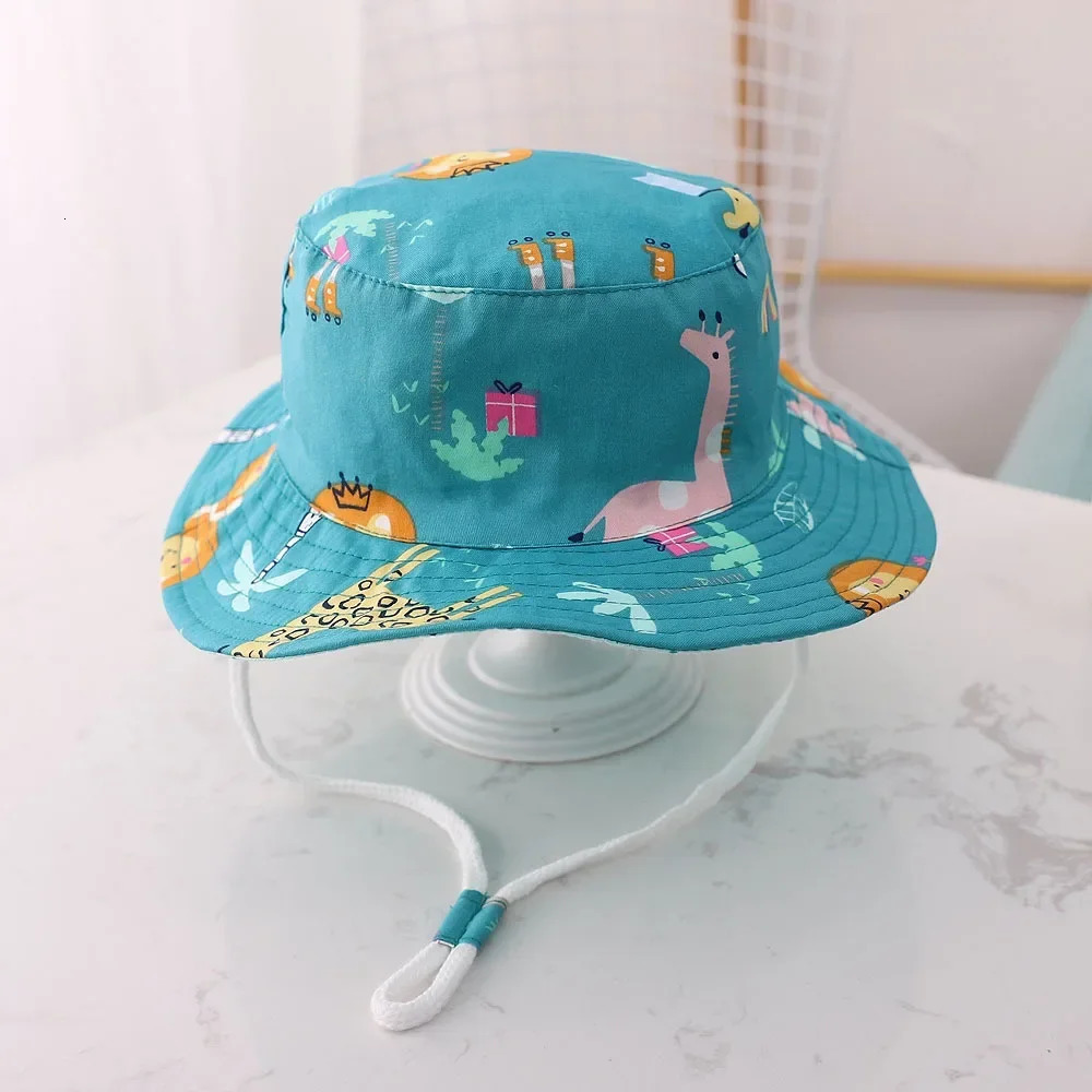 Spring and summer thin breathable childrens bucket hat unisex baby sun with windproof rope outdoor 6 months 8 years old 250414z