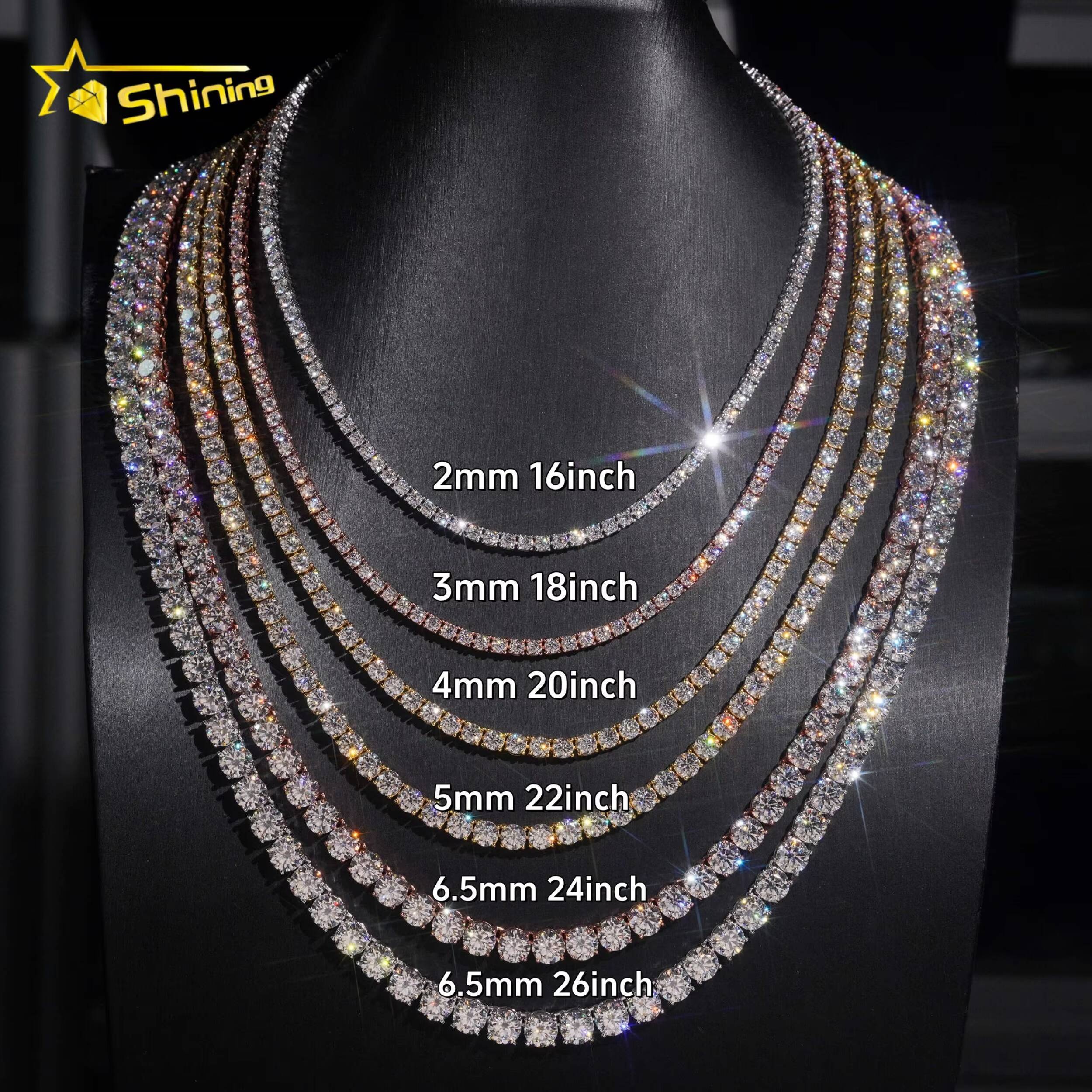 Pass Diamond Tester RTS Hip Hop Jewelry Charms Iced Out 20mm-65mm Lab Diamond 925 Silver VVS Moissanite Tennis Chain Necklaces