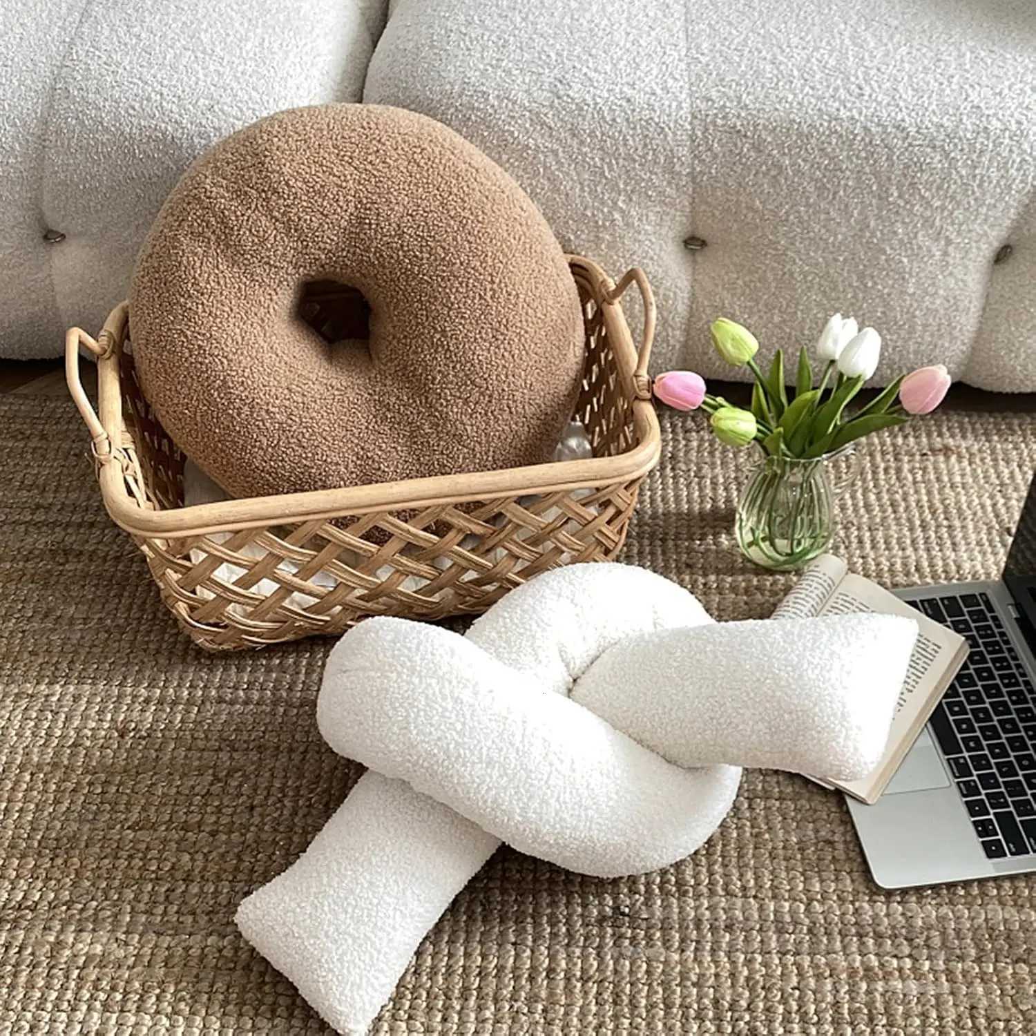 1pc Nordic Style Knotted Bolster for Sofa Bedroom Office Decor Gift for Christmas Home Living Room DecorateM251119