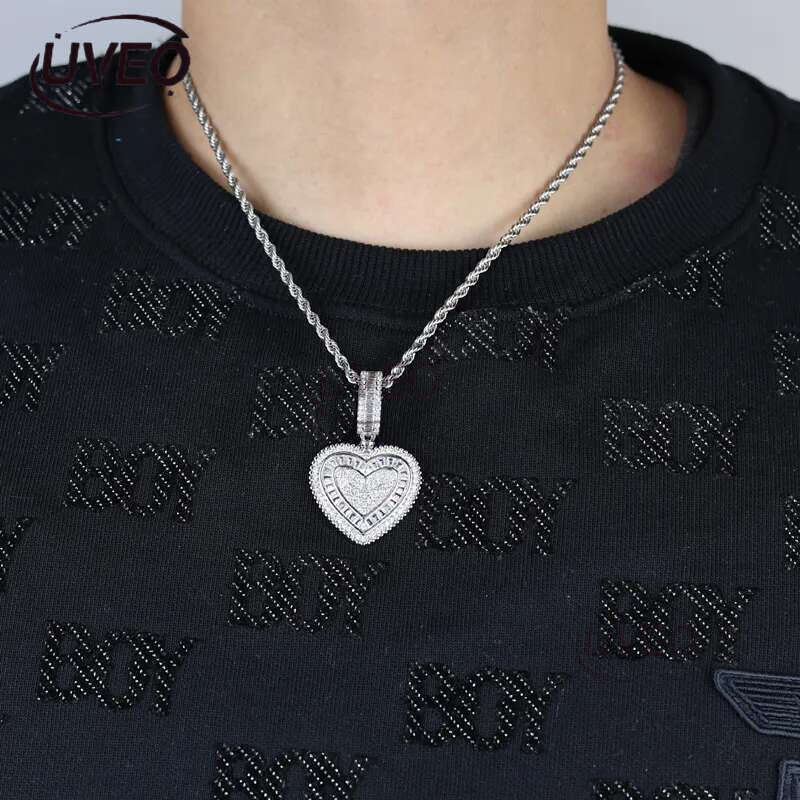 2025 New Fashion Lover Bg 5A Cz Heart Pendant Necklace Iced Out Cubic Zirconia Charm Hip Hop Jewelry for Girls Women Gift