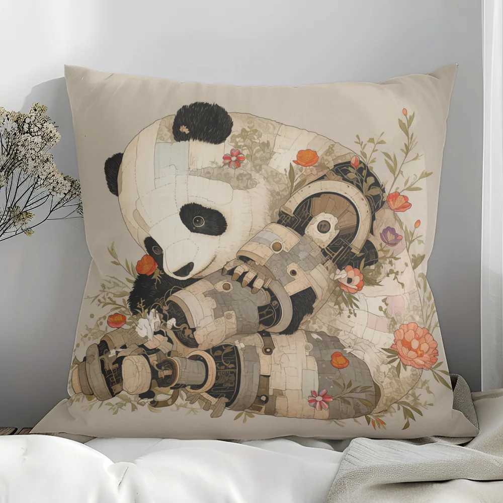 Cute cartoon panda throw covers with digital printing of short plush fabric Car-shaped sofa cushion for office Home decorM251119