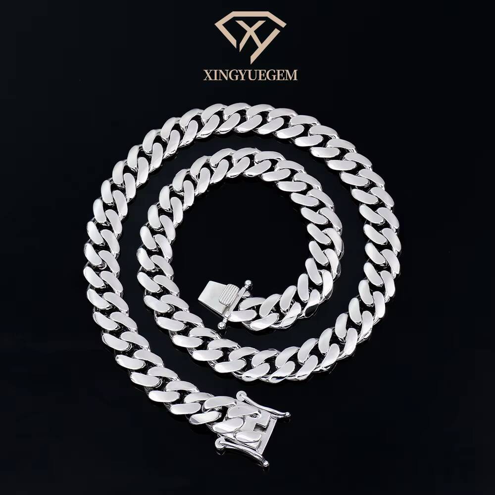 S925 Silver Cuban Link Bracelet for Men 14mm/ 18mm Width 8in Length White /Yellow Gold Plated Chain Wrist Bracelet