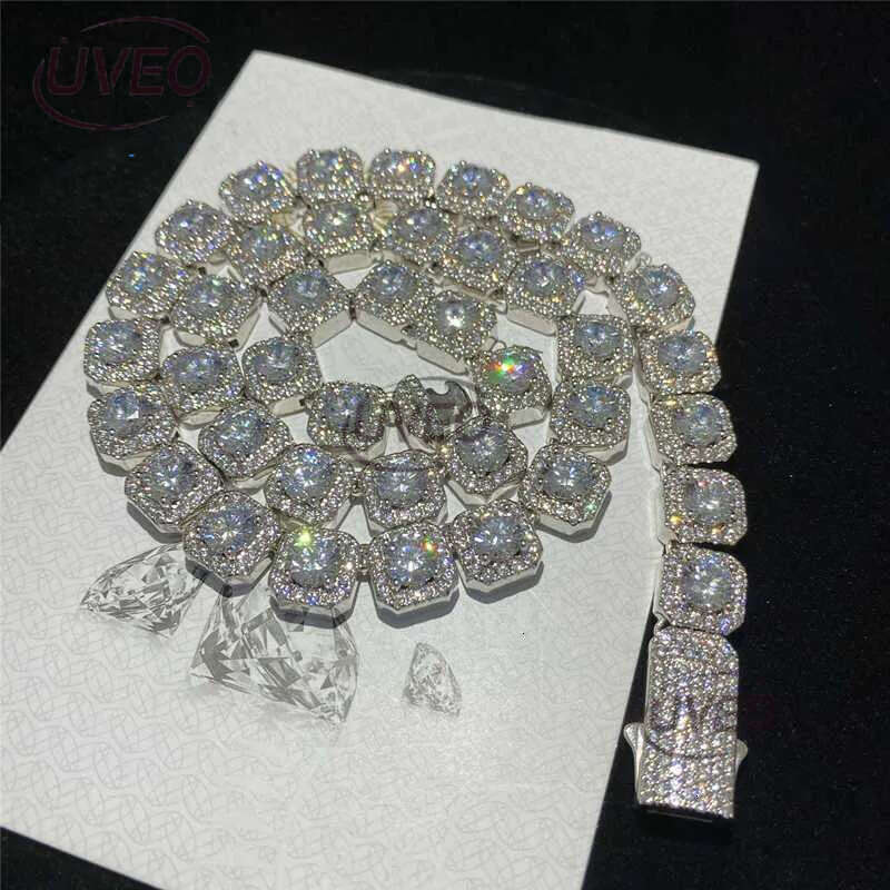 Hip Hop Rock Sugar Moissanite Iced Out Dia Necklace Fashion Men Jewelry Solid Sier Cuban k Chain