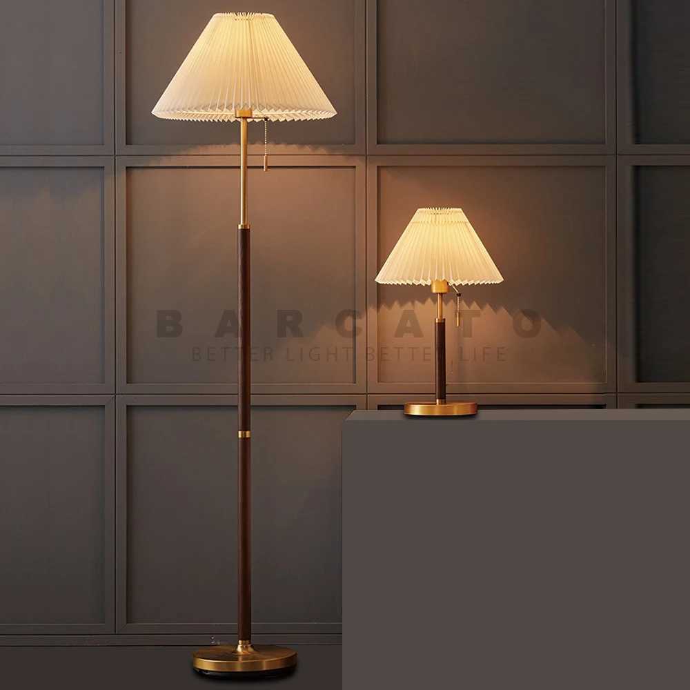 American Floor Lamp Vintage Pleated Fabric Standing Lights Living Room Study Bedroom Home Design E27 Standing Lamps Night Light M251119