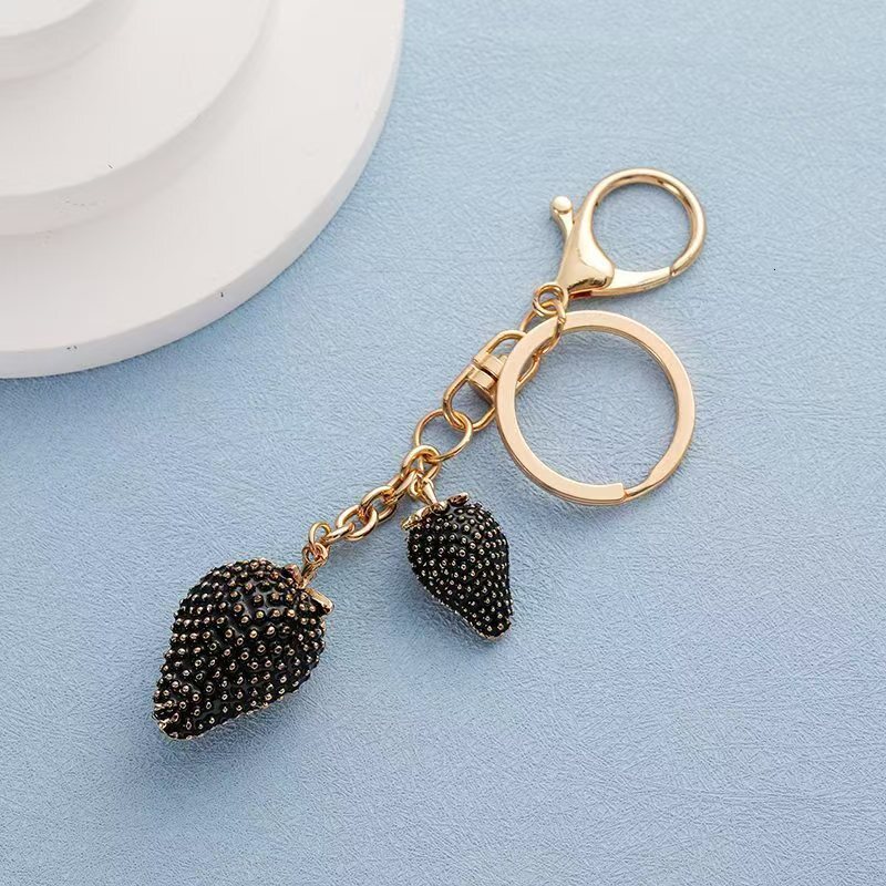 Factory Direct Strawberry Keychain - Creative Alloy Bag Pendant with Oil Painting Design Z260130
