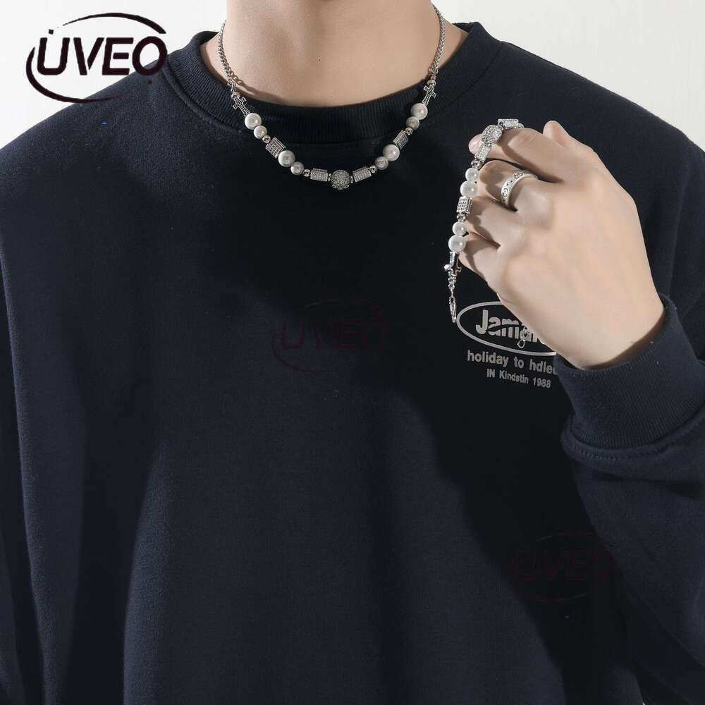 Luxury designer sterling silver cross necklace, pearl copper inlaid ice out VVS Moissanite hip Hop necklace bracelet for men and women Free delivery
