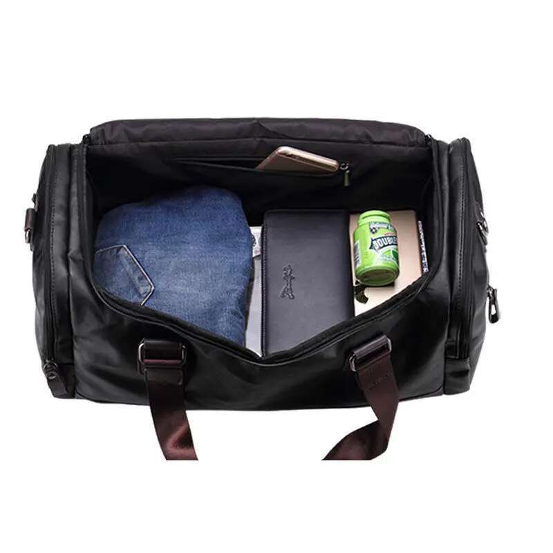 Men's PU Leather Gym Bag Sports Duffel Travel Lage Tote Handbag For Male Fiess Men Trip Carry ON Shoulder Bags Xa109wa