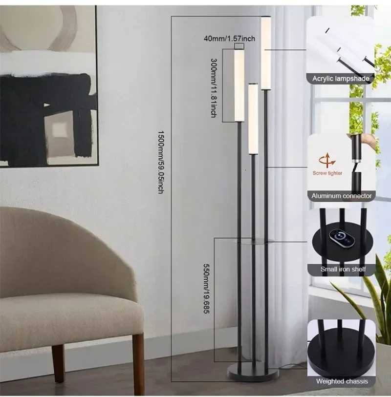 2025 Modern LED Shelf Floor Lamp Storage Standing Lighting Dimmable Floor Lamp Indoor with Remote Control for Home Decoration M251119