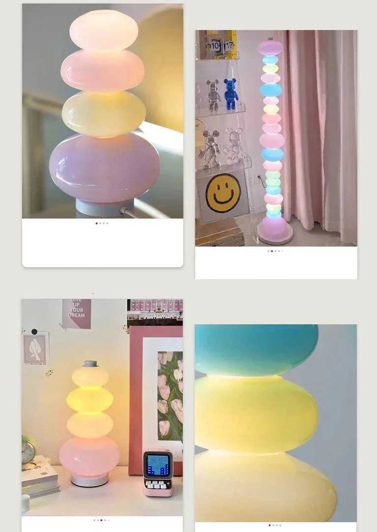 Candy Rainbow Gourd floor lamp led Macaron glass Tall Lamp for Childrens Room Sofa Bedroom Bedside Atmosphere LED Pebble lamp M251119