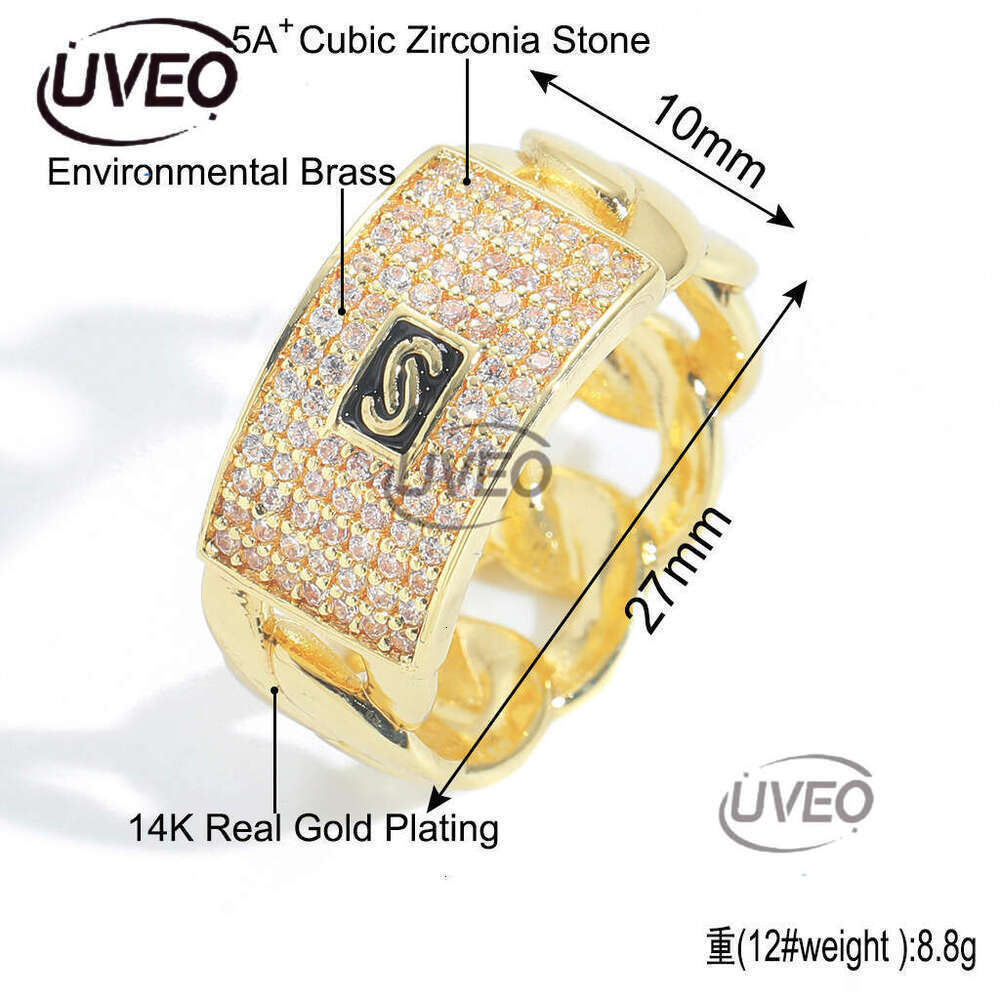 Luxury designer Hip Hop Men Women Few Ice out VVS Moissanite 14K gold Full Diamond Cuban Chain Hip Hop Ring with free shipping