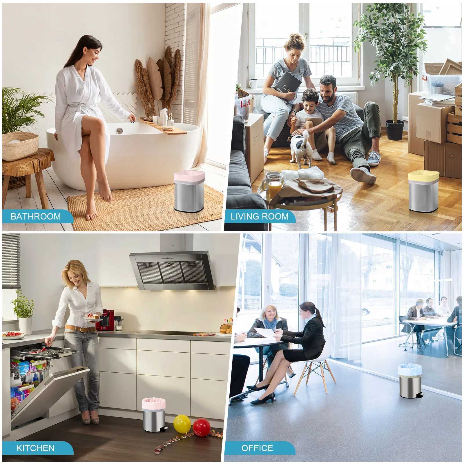 4 Gallon Drawstring Trash Bags 45x50 cm Unscented Garbage Bags Trash Can Liners for Office Bedroom Bathroom Thickened 1Roll C251119