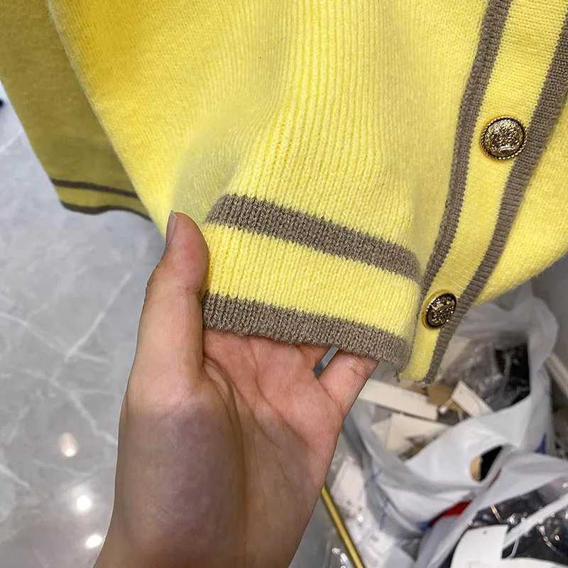 Small Fragrance Contrast Long-Sleeved Knit Cardigan Womens Spring And Autumn New Loose Slim Sweater Coat Casual Soft And Top H251119