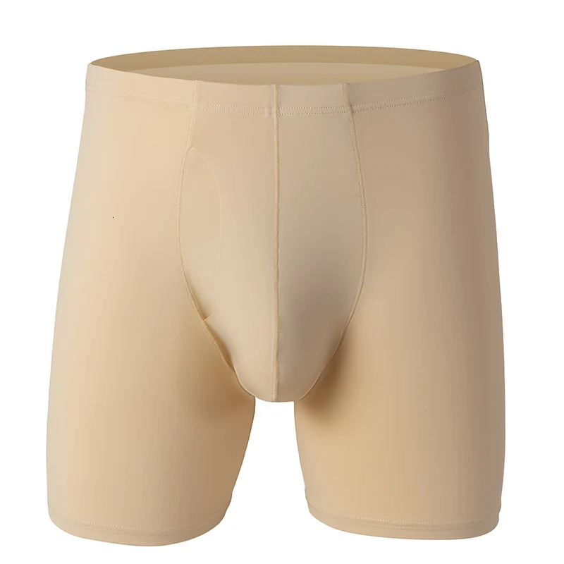 Mens Boxing Shorts Homme Slim Ice Silk Underwear Panites Solid Comfort Ushaped Convertible Pocket Cueca Calzoncillo 250417