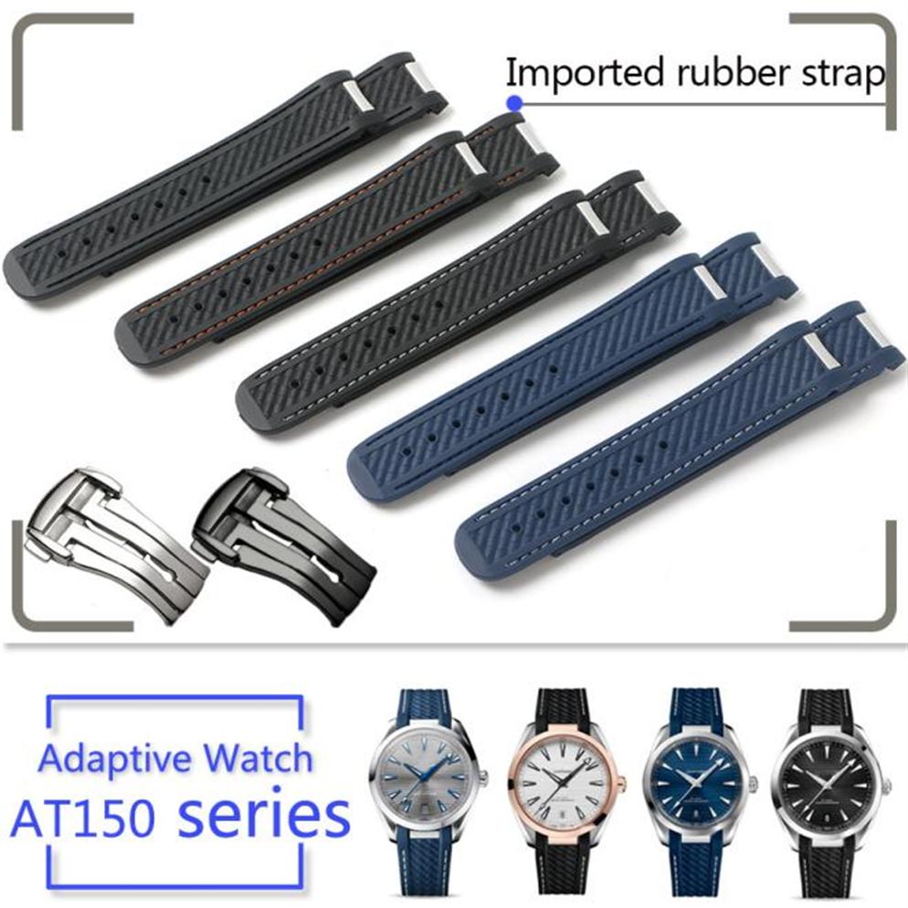20mm Watch Strap Bands Man Blue Black Waterproof Silicone Rubber Watchbands Bracelet Clasp Buckle For Omega At8900 Sea Master 150 16688277S