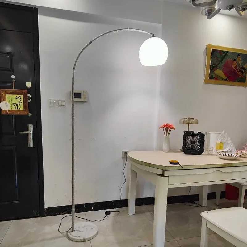 Nordic Led Floor Lamp Living Room Bedroom Stainless Steel Tall Floor Light Personality Curved Glass Standing Lamps M251119