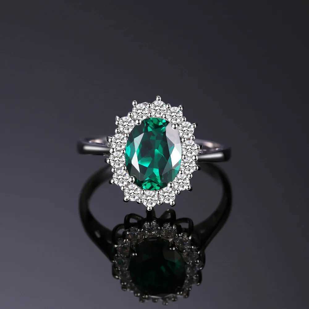 Princess Diana of the Jewelry Palace simulates green jade to create a ruby halo engagement ring 925 Sterling Siler ringC250419