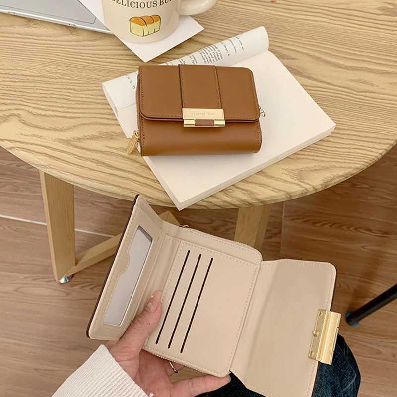 Stylish refined Compact Foldable Card case Short Zippered Tri-Fold Clutch with multiple card slots to hold coins bank cardsT251119