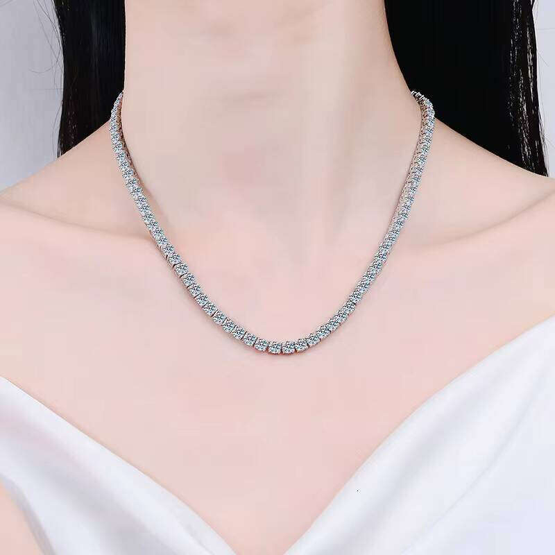 Icy Shiny S Pure Sier Hip-Hop VVS Tennis Moissanite Chain for Women and Men Boutique Jewelry Necklace