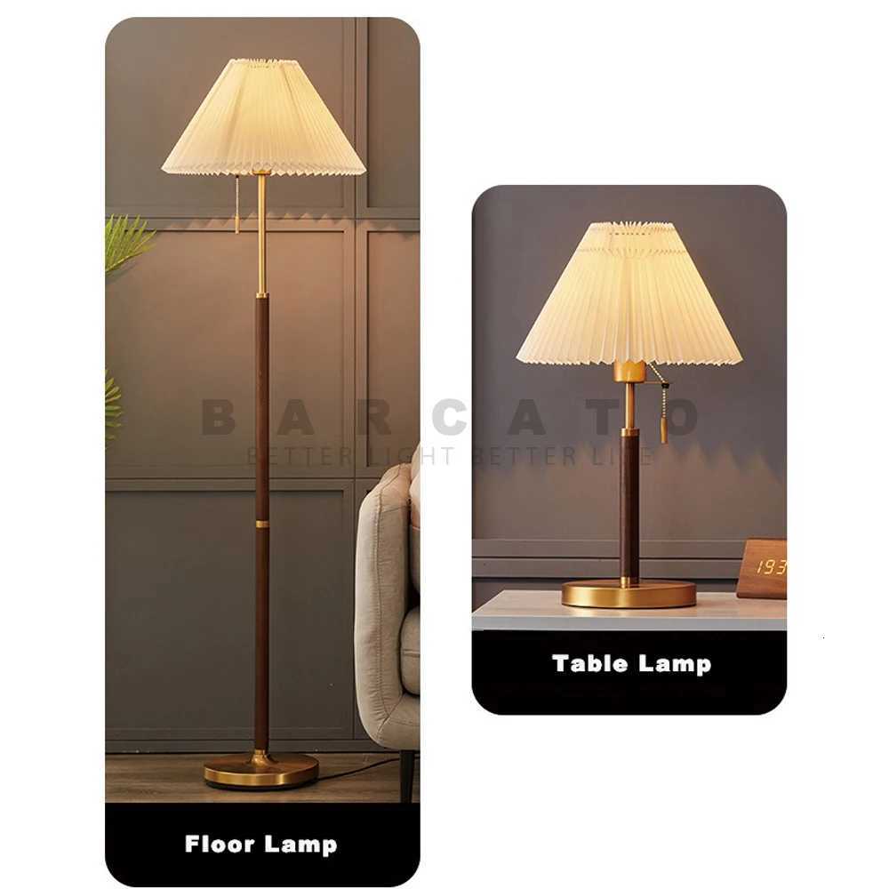 American Floor Lamp Vintage Pleated Fabric Standing Lights Living Room Study Bedroom Home Design E27 Standing Lamps Night Light M251119