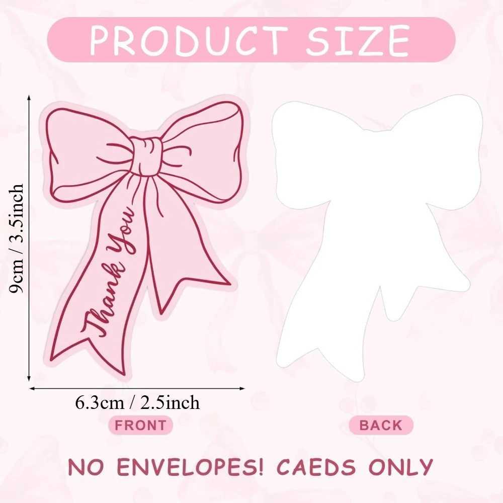 10/25/50pcs Pink Bow DIY Handwritten Family Party Gift Card Child Birthday Gift Card Restaurant Business Mini Thank You Card G251119
