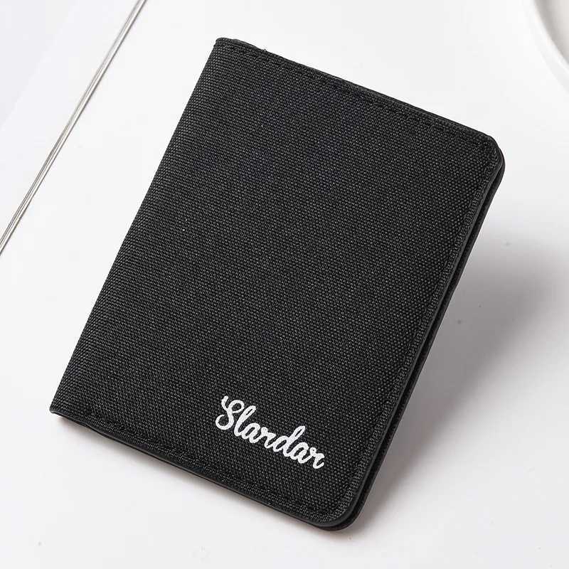 Ultra thin mini short canvas wallet for men simple drivers license card holder compact student walletT251119