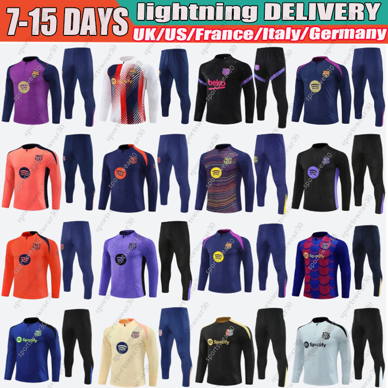 25 26 Barcelona Tracksuits 24 23 22 YAMAL PEDRI RAPHINHA Retro training mens kids half pull training jersey football tracksuit Soccer Sets