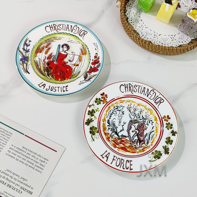 Ceramic 8-Inch Hotel Western Restaurant Bone China Steak Plate 4-Piece Circular Box Packaging Gift