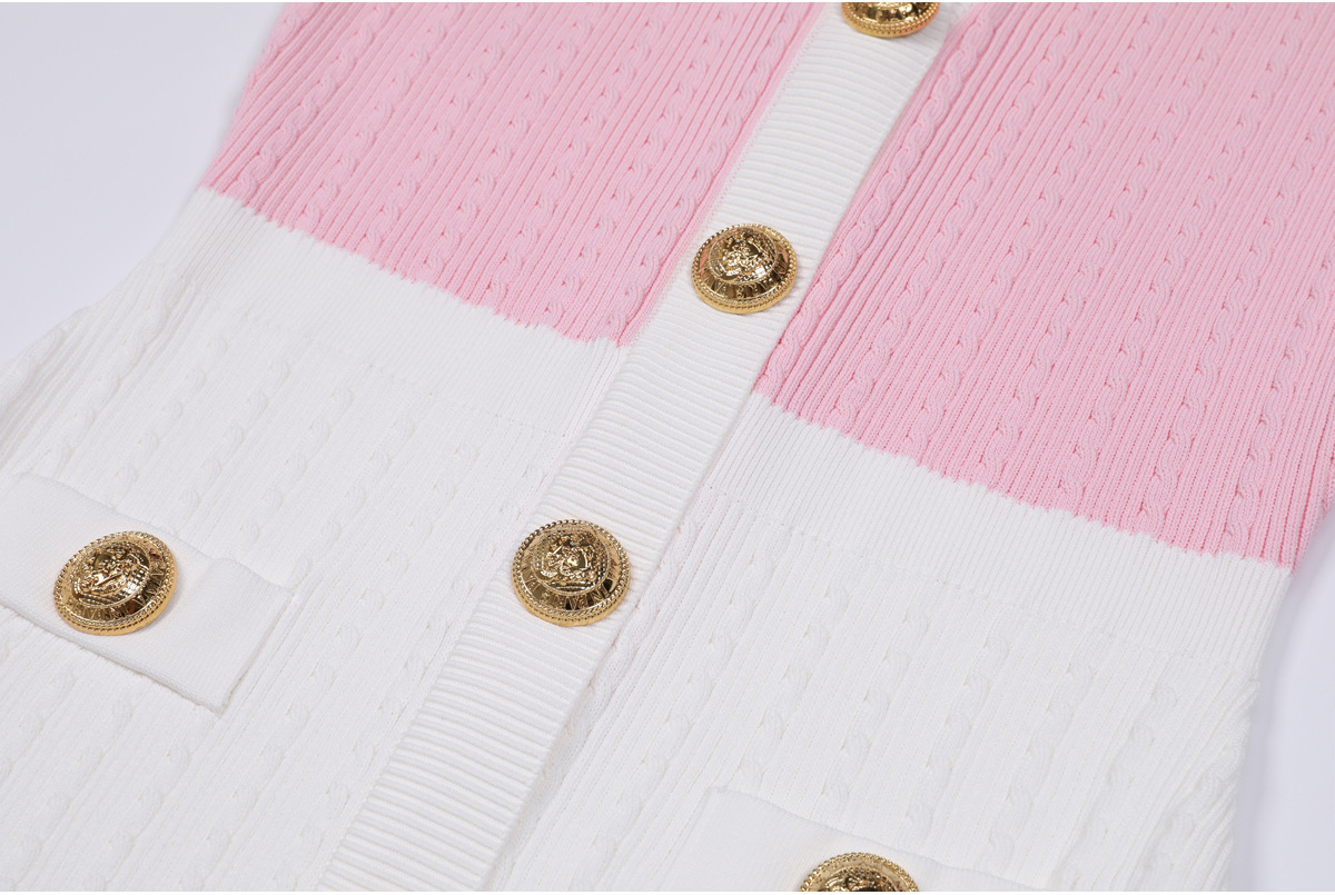 Fashion top quality original design women's color a3 blocked twisted knitting sweater dress slim fit OL style back zipper women's clothing