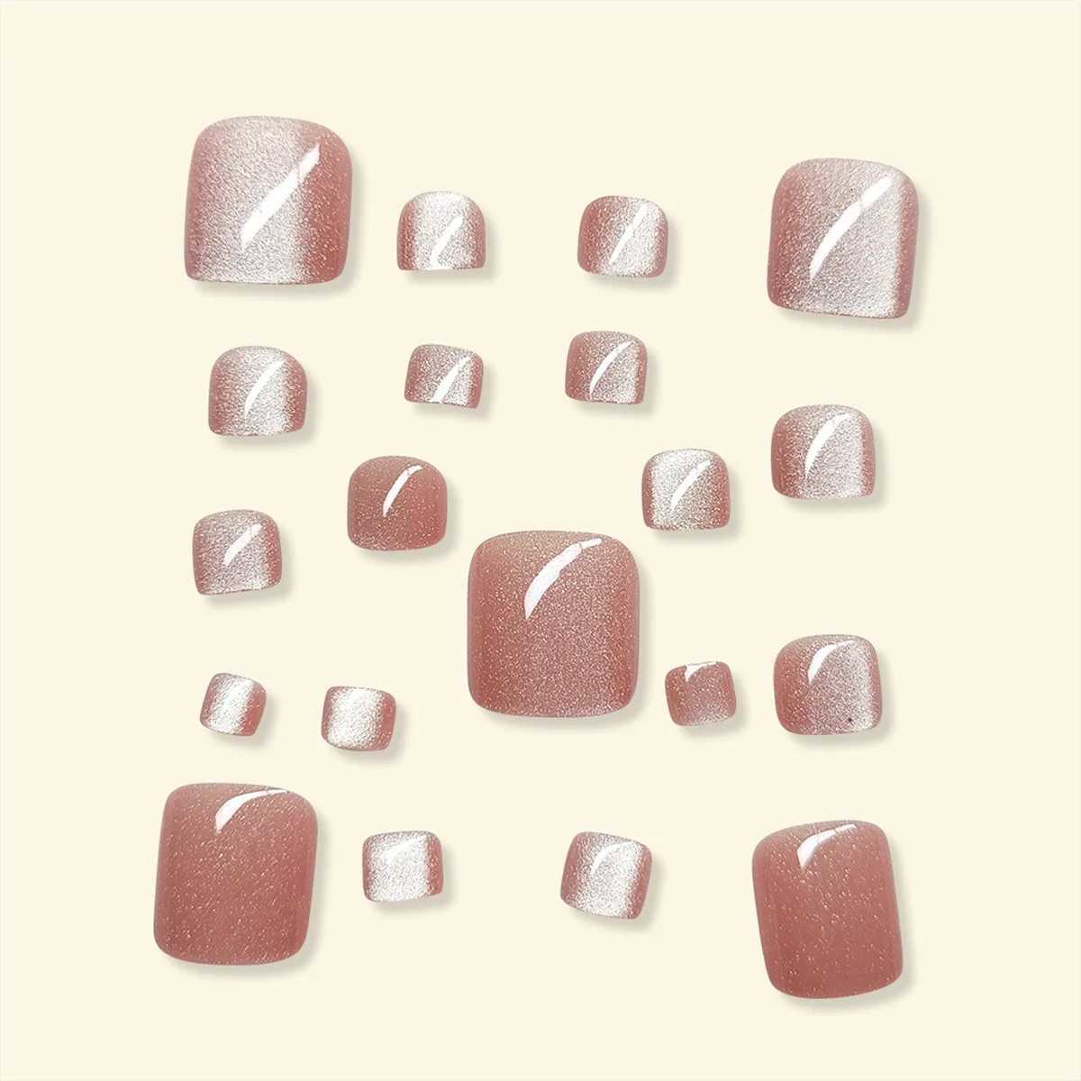 24pcs Press on Toe Nails Nude Crystal Cats Eye Ultra Thin Bright Diamond Full Coverage Toenail for WomenGirl Removable ToenailT251118T251119