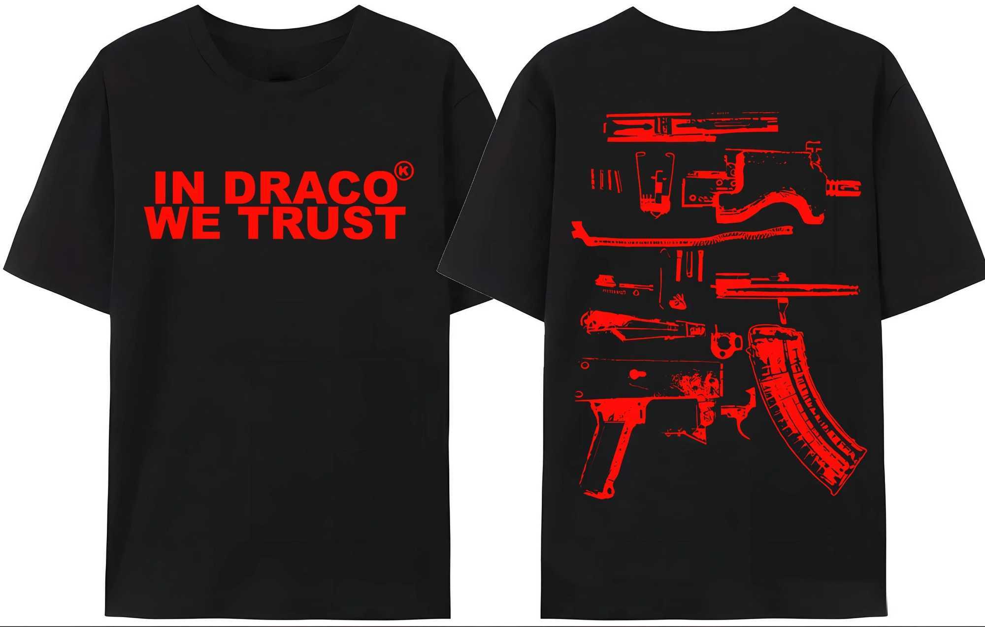 Le Gun T-shirt mens Y2K printed Draco we trust letter printing summer T-shirt high-quality Harajuku couple street clothing T-shirt W250425