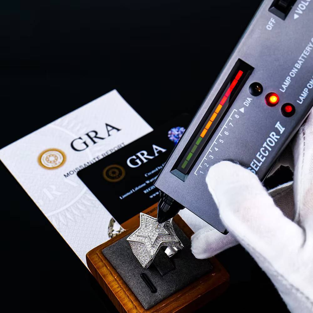 Wholesale Custom Design Hip Hop Fine Jewelry 925 Sterling Silver Iced Out Vvs Diamond Mossanite Moissanite Star Cuban Mens Ring