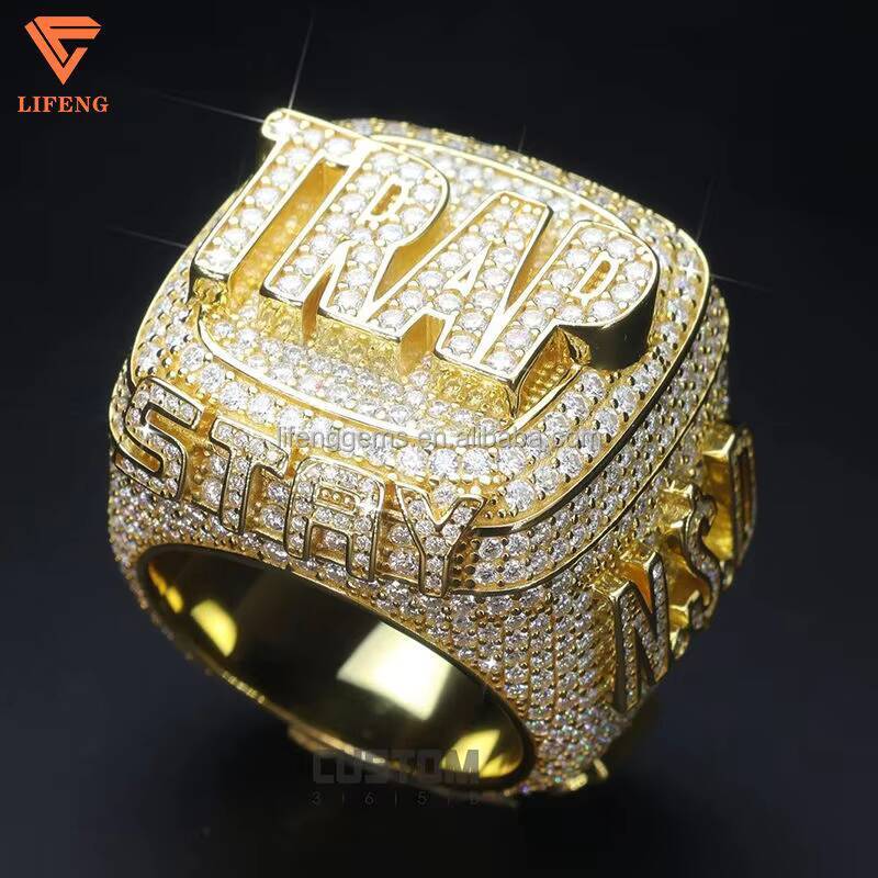 Luxury Custom Ring Baguette Cut Moissanite Hip Hop Solid 925 Silver Moissanite RIng Iced Out Cross Ring Fine Jewelry