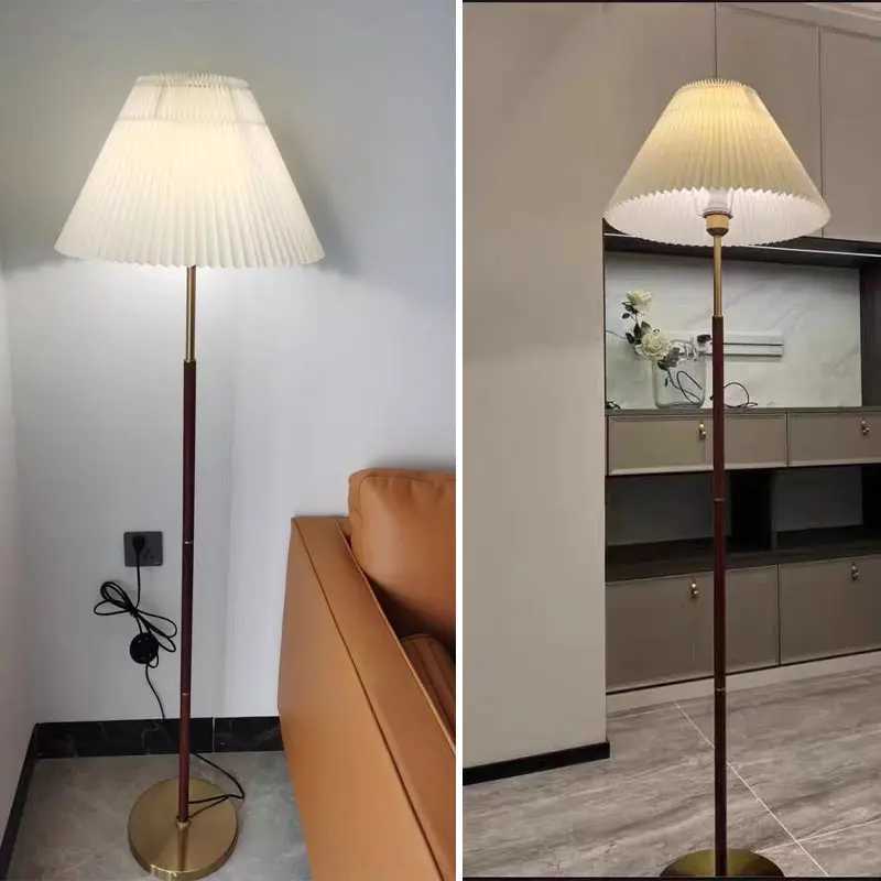 Nordic Stand Lamp Led Floor Light Design Living Room Sofa Bedroom Bedside Decoration Home Lighting Fixture Fabric Lampshade M251119