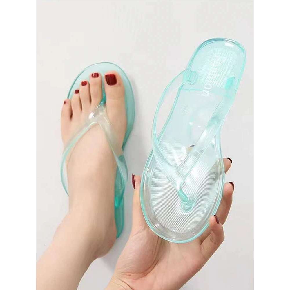 Beach Flip ps Women Thong Sandals Summer Jelly Shoes Girls Transparent Slides Solid Fashion PVC Flat Non-Slip Slippers
