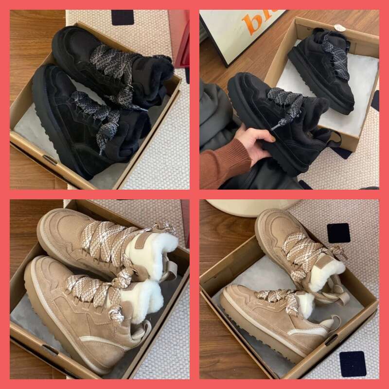 Designer Tazz Tasman Lowmel Trainer platform boot Australia snow boots women ankle booties sheepskin mens womens winter shoes Black Khaki Sand Color35-44