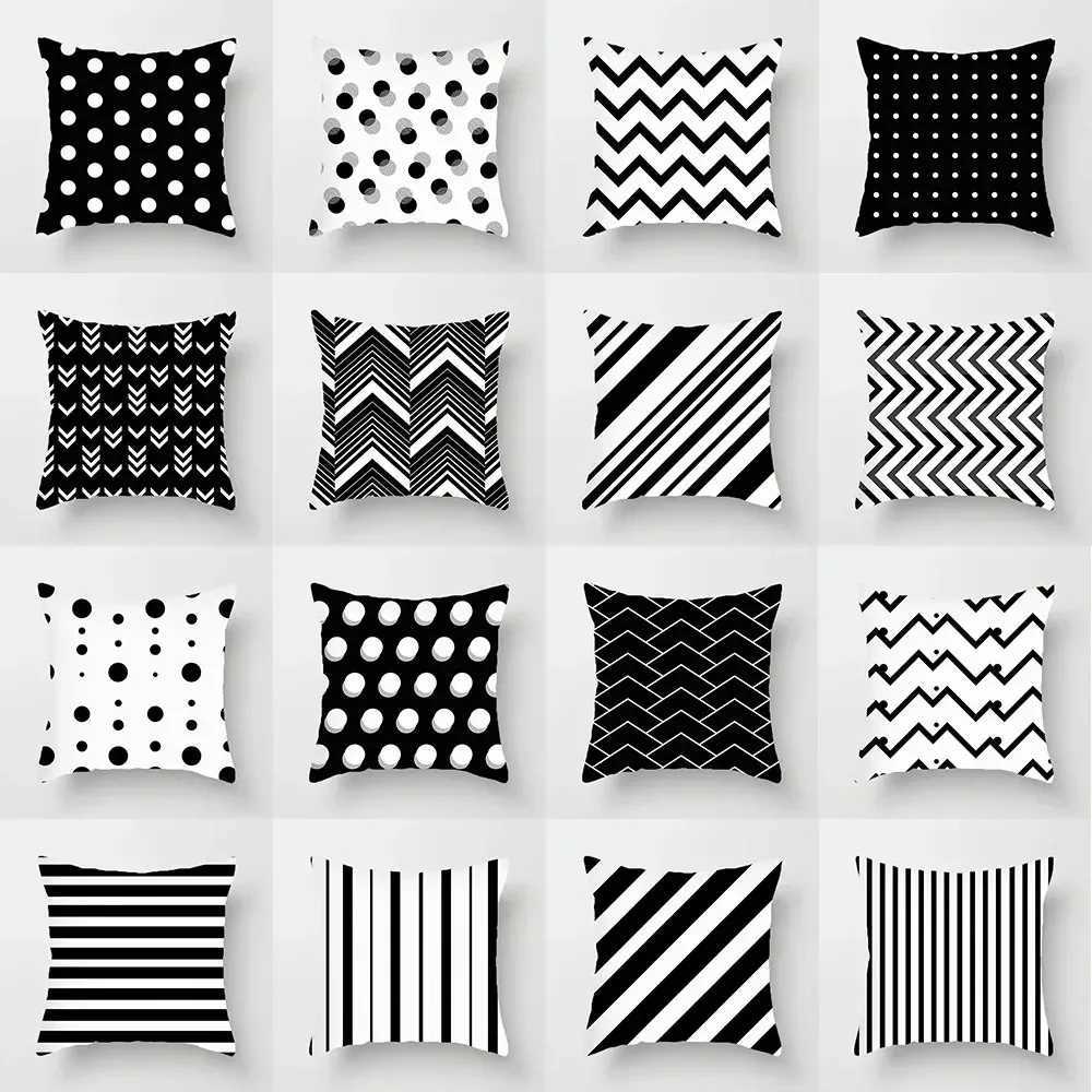 Black and white CLASSic case polka dot stripes geometric pattern cushion style sofa decoration M251119