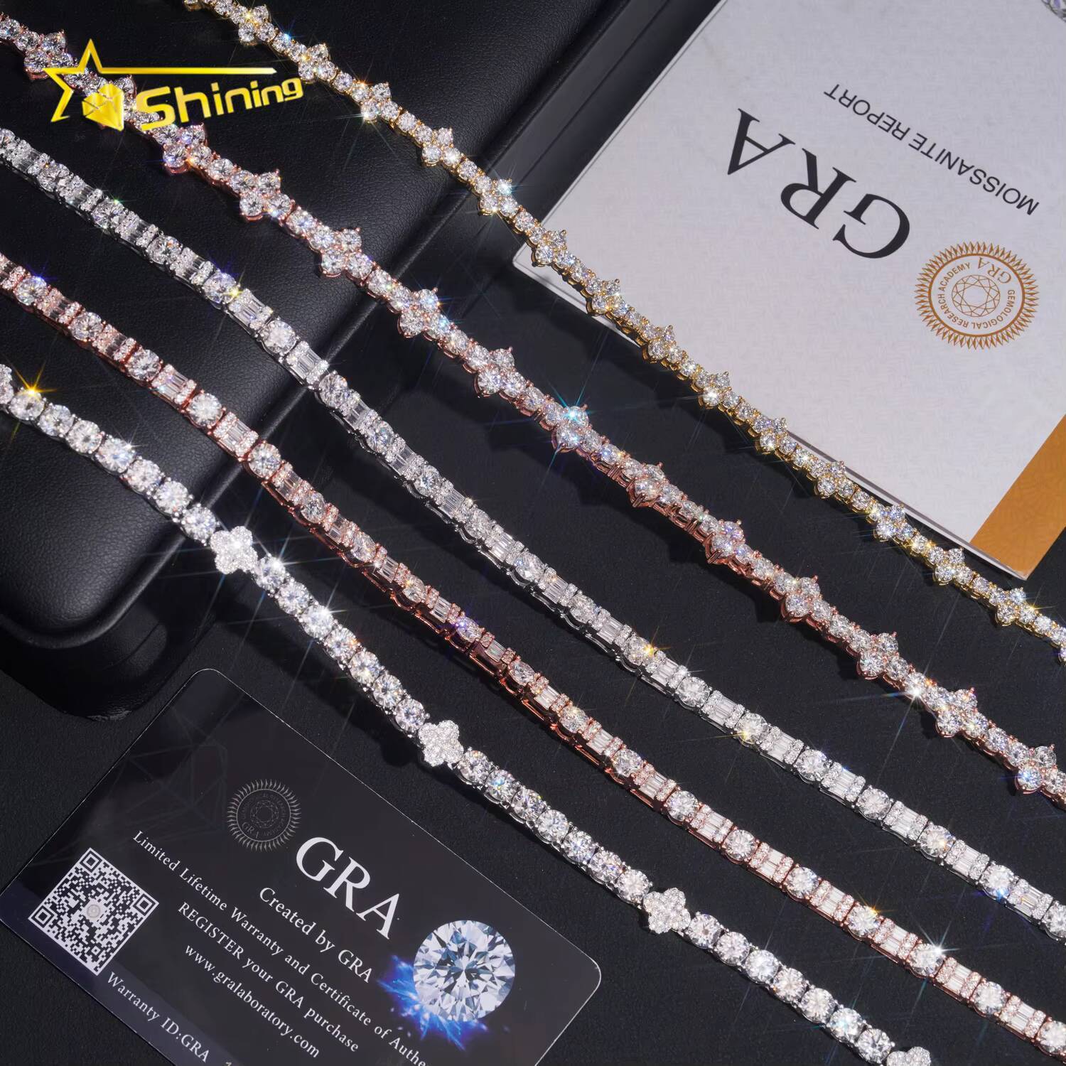 Hip Hop Fancy Design 925 Silver Tennis Moissanite Chain Custom GRA Certificated Pass Diamond Tester Moissanite Necklaces