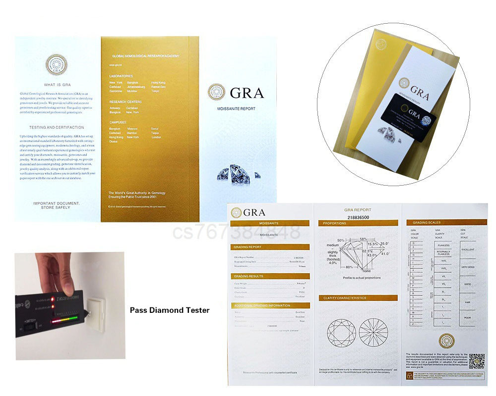 Charm Pass Dia Tester VVS1 Moissanite Designer For Women Sterling Sier Stud Earrings Gold Plated Mens Earring Hip Hop