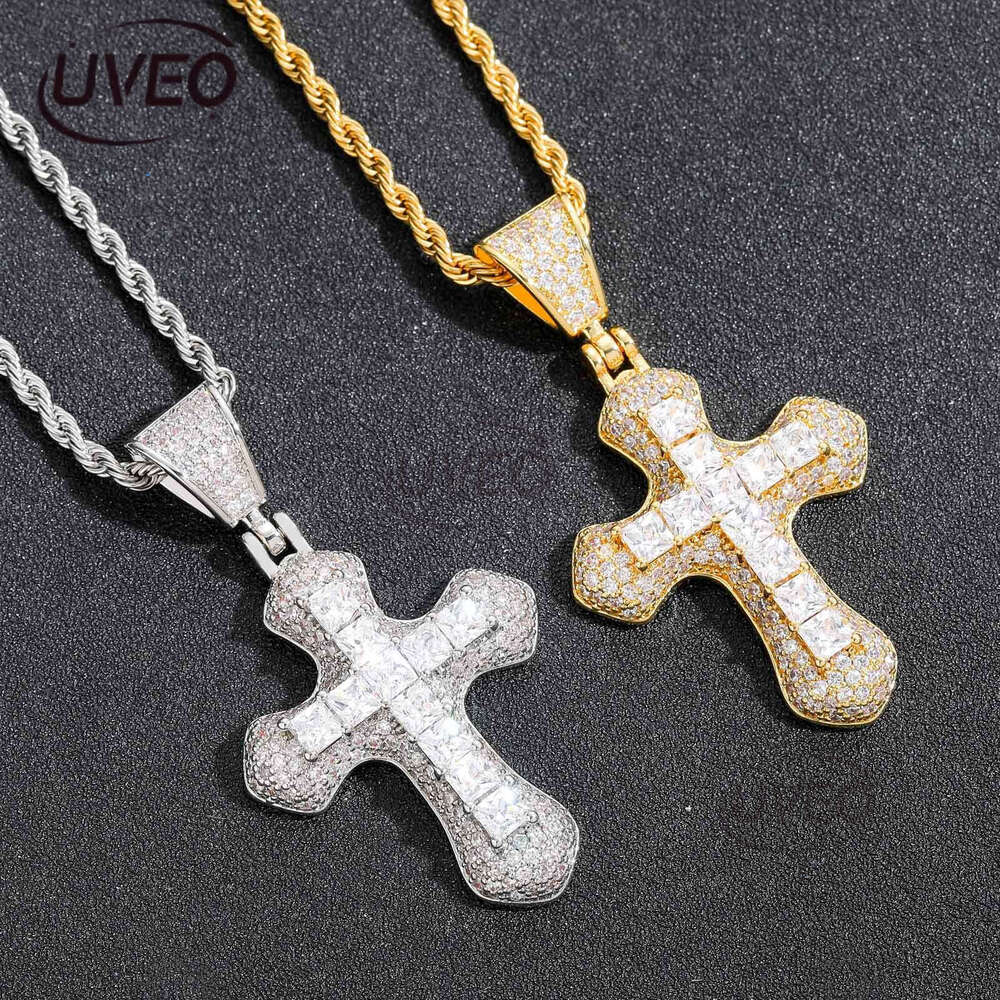 Luxury designer Cross Pendant Ice out VVS Moissanite Pendant Solid Men's and Women's Hip Hop Necklace with free shipping
