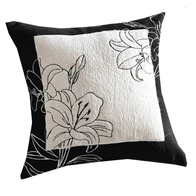 30x50/45x45cm Black and White Embroidered Cover Decorative Cushions Modern Light Luxury Sofa Bed Living Room DecorM251119