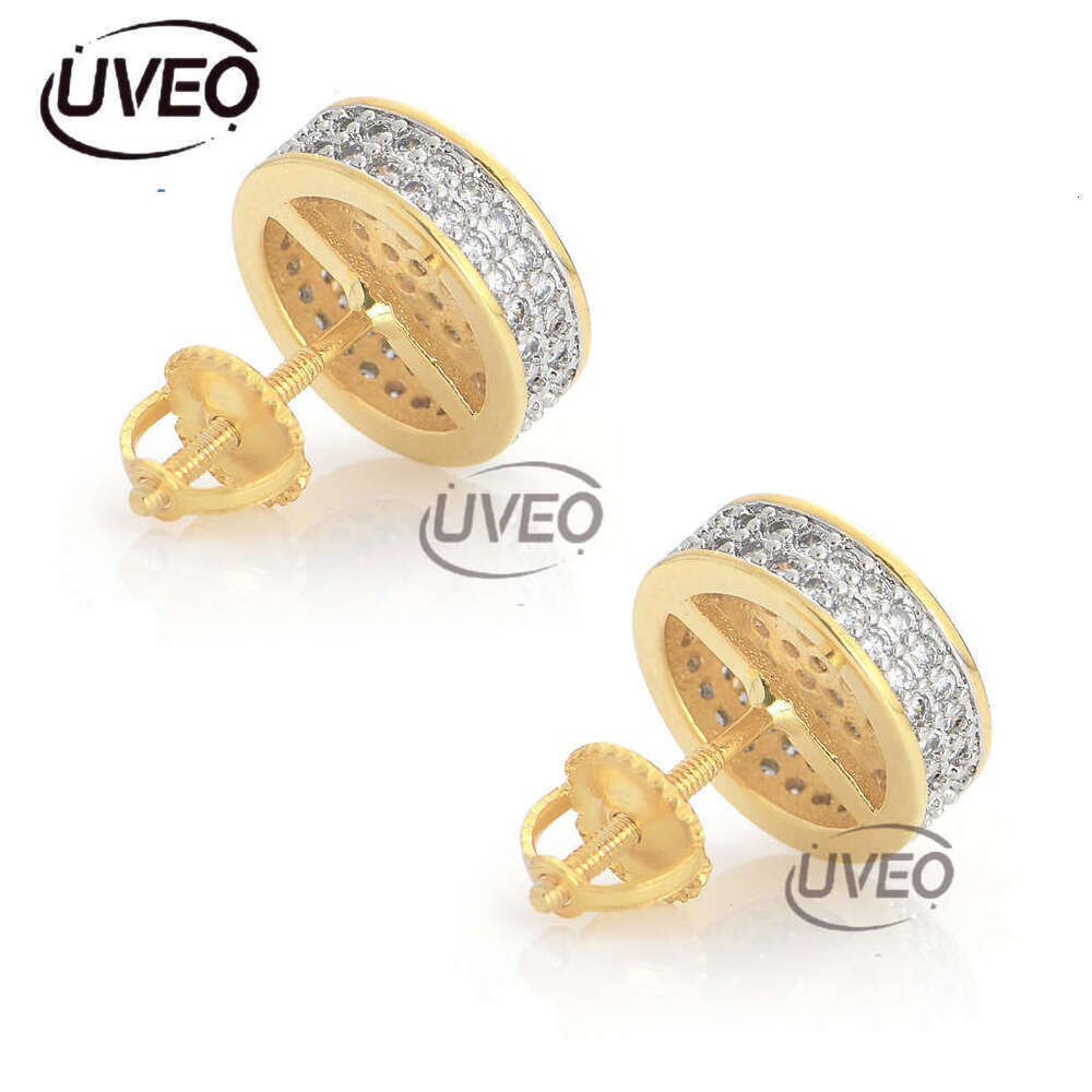 Luxury needle round earrings for men and women filled with ice out of VVS Moissanite Free delivery
