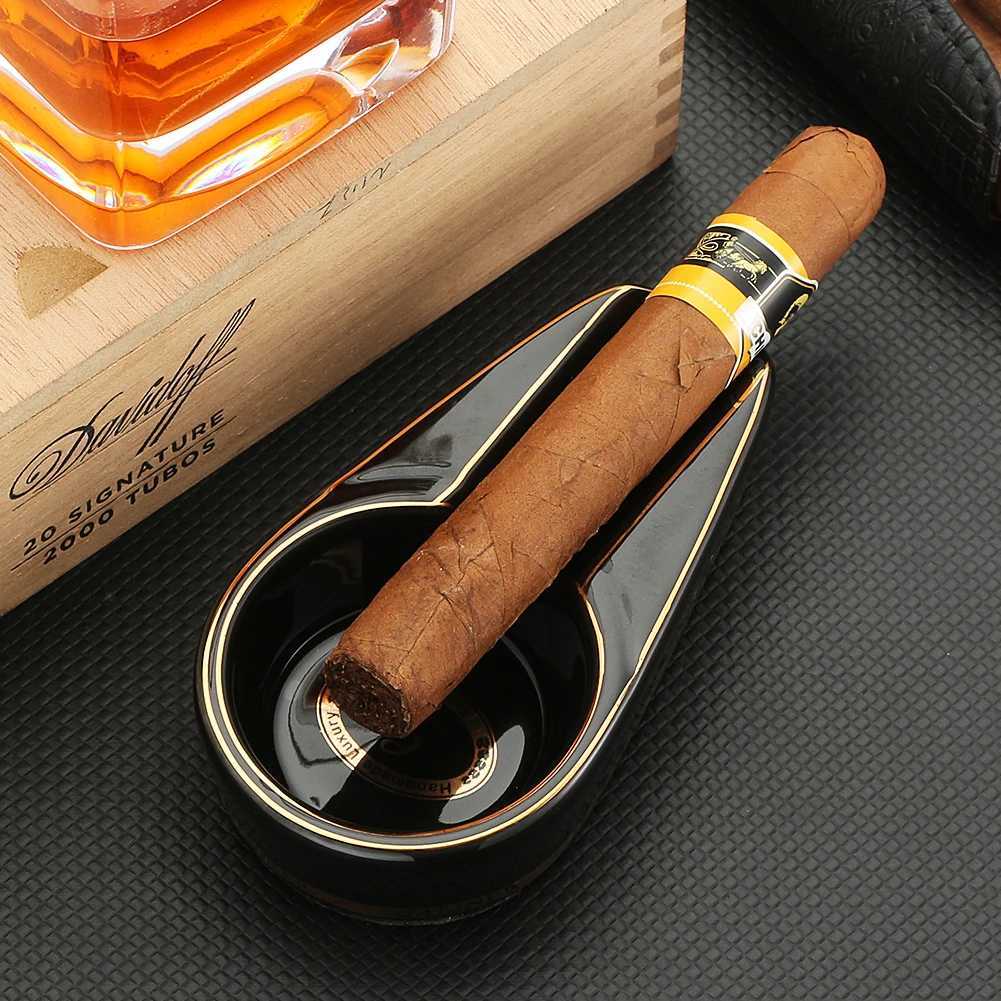 GNER Travel Cigar Accessories Set Metal Butane Gas Lighter Cigar Cutter Tobacco Guillotine Home Ceramic Cigar AshtraysC250419