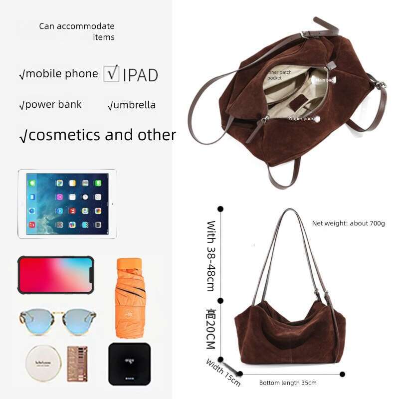 Luxury Bags Designer Hot Sale Women's Niche Commuter Versatile Suede Handbag Matte Cowhide Large Capacity Underarm Shoulder Bags Pillow Beach Bag