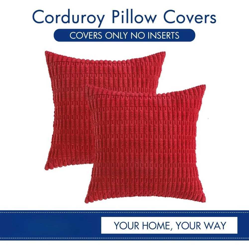 Two-pack of Christmas corduroy decorative cases 18x18 inches soft bohemian striped casesM251119