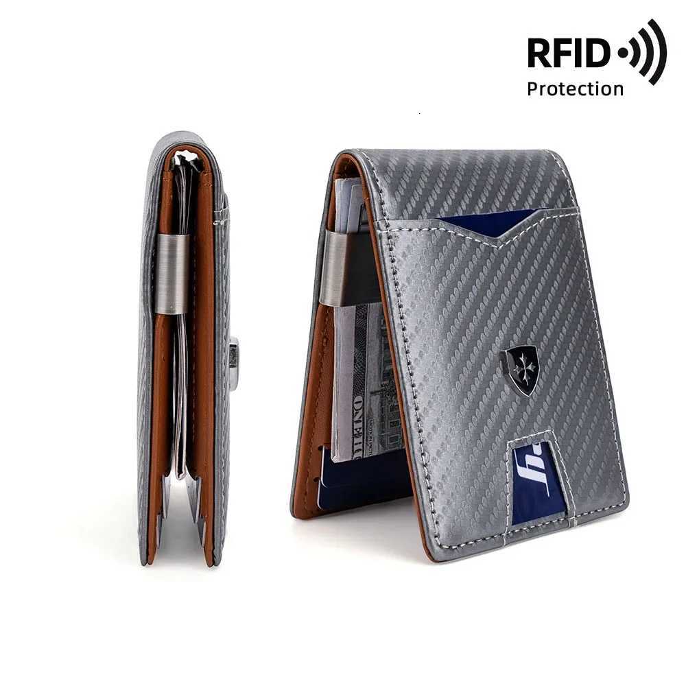 Minimalist Wallet RFID Anti-theft Antimagnetic Brush Double Fold Cross Front Pocket Portable Card Holder Multifunctional WalletT251119