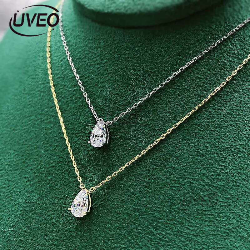 Choucong 2024 Water Drop Pendant Simple Fine Jewelry Real Sterg Sier Pear Cut White Moissanite Dia Gemstones Party Women Gold Earring Gift