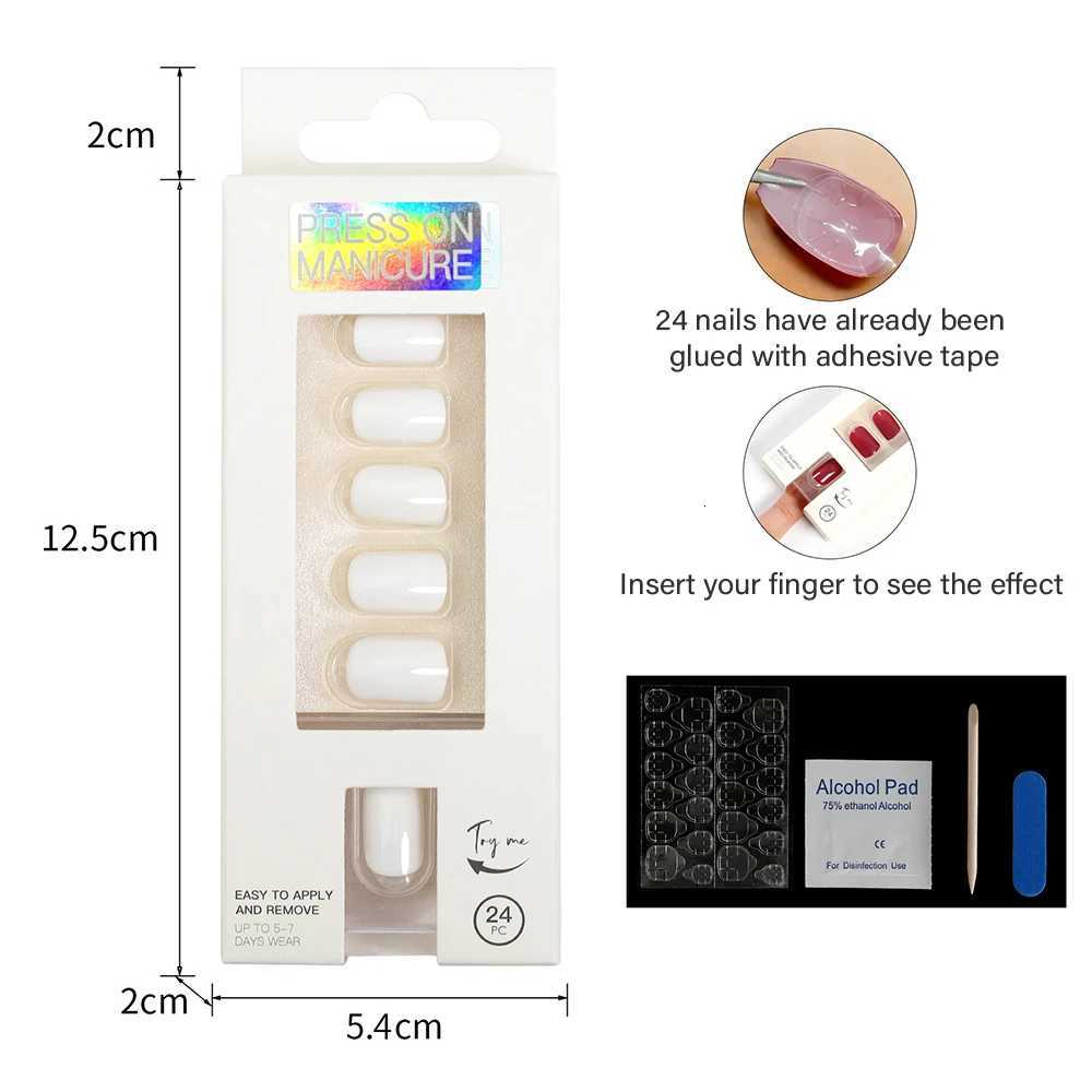 Short Full Press on Nails 24 Pcs False Nails Set Stick on Nails High Quality Reusable Fake Nails Solid Color Design Nail ArtT251118T251119